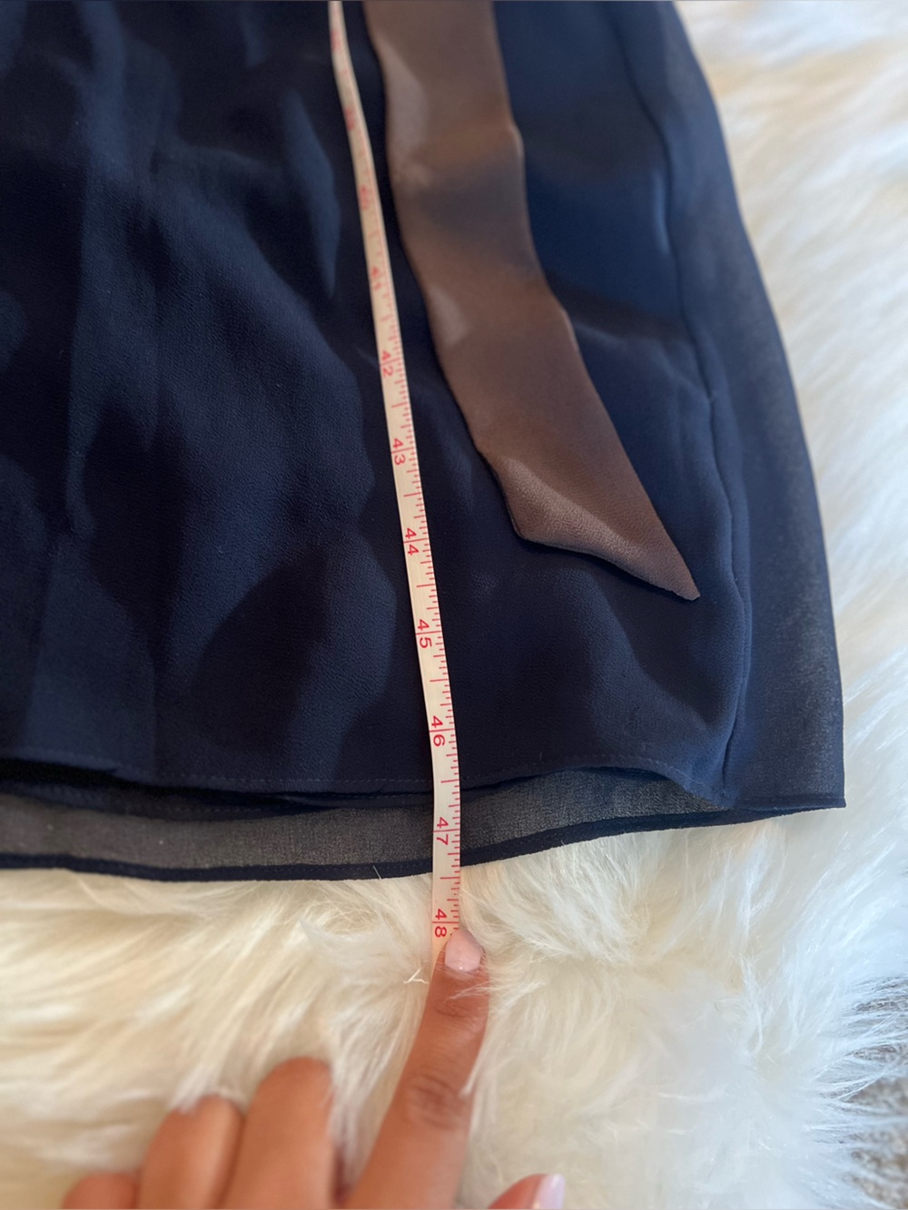 Ralph Lauren Navy Wrap Midi  with Flutter Sleeves Belted Georgette Dress size 14 - Picture 10 of 13